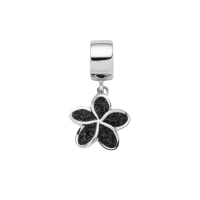 DUR Schmuck Charm PLUMERIA BLÜTE Lavasand, Silber 925/- rhodiniert (F322)