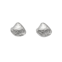 DUR Schmuck Ohrstecker HERZMUSCHEL 2.0 Silber 925/- rhodiniert (O5638)